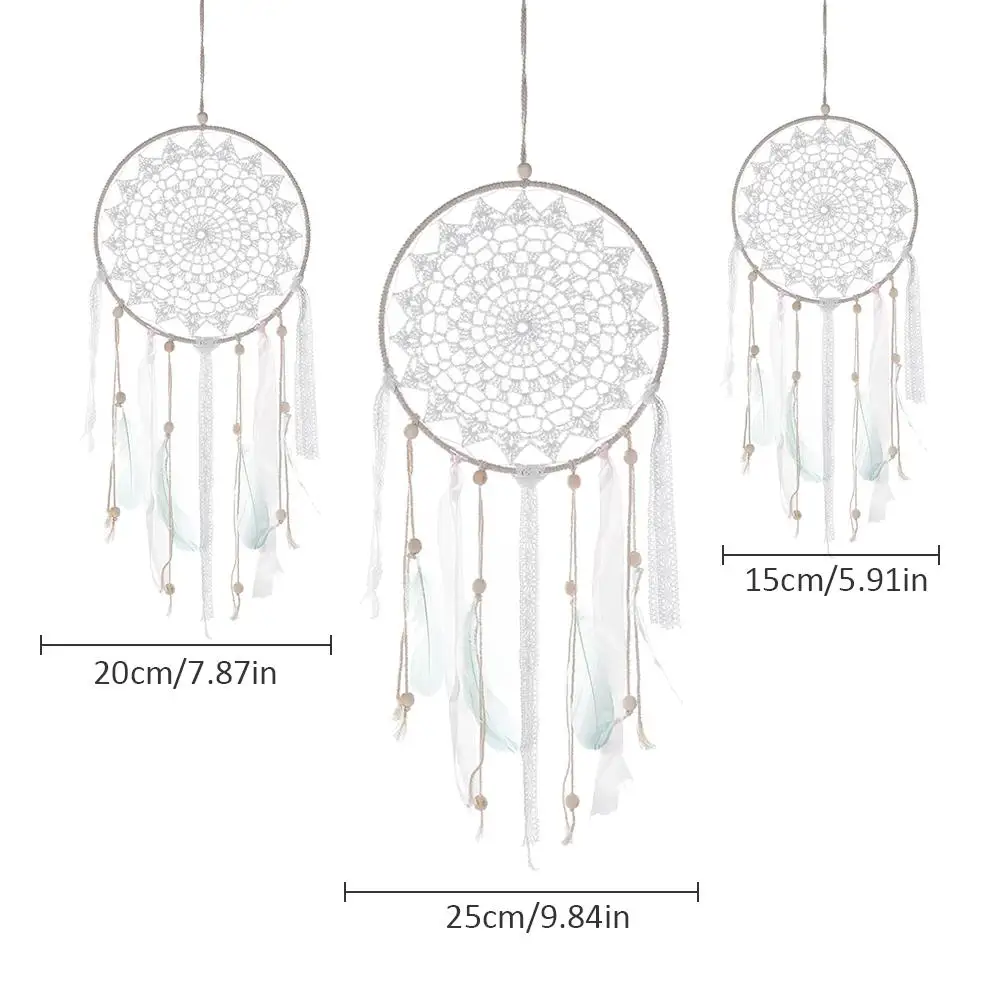 3 unids/set estilo étnico gran atrapasueños hecho a mano tejido pared decoración blanco atrapasueños boda fiesta Adorno