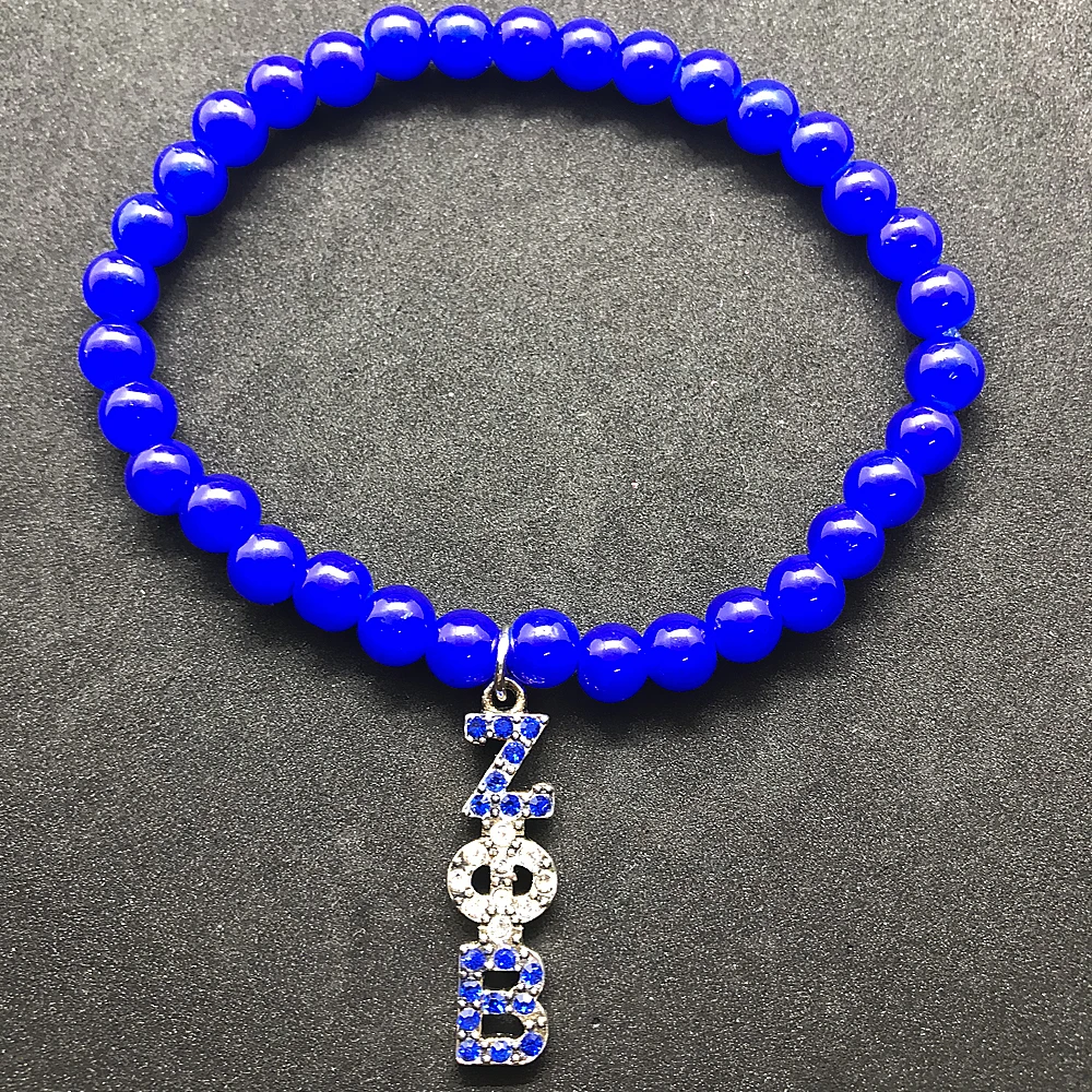 

Fashion Crystal Inlay Greek letter ZPB Metal Pendant Bracelet ZETA PHI BETA sorority society Beads bangle