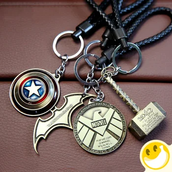 

The three-dimensional Marvel Style cartoon personality pendant Metal Leather Key Chains Rings Holder For Car Keyrings