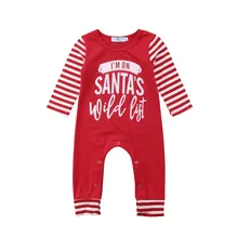 Child Woman Boy Christmas Lengthy Sleeve Romper Letter Striped Autumn Jumpsuit Garments Outfits Youngsters Child Woman Boy Clothes