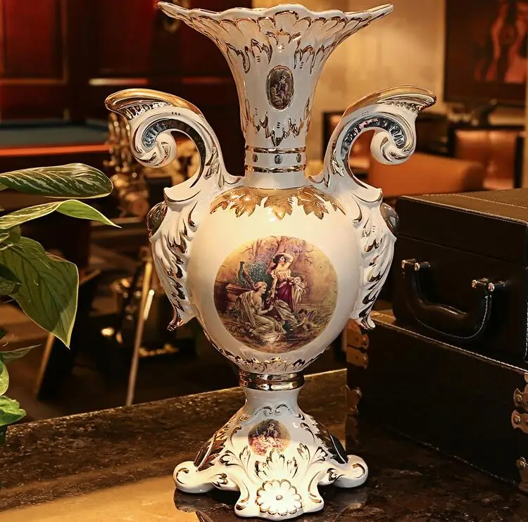 

Good quality porcelain vase Home Furnishing flower bottle luxury decoration craft ornaments European Ceramic Vase wedding gifts