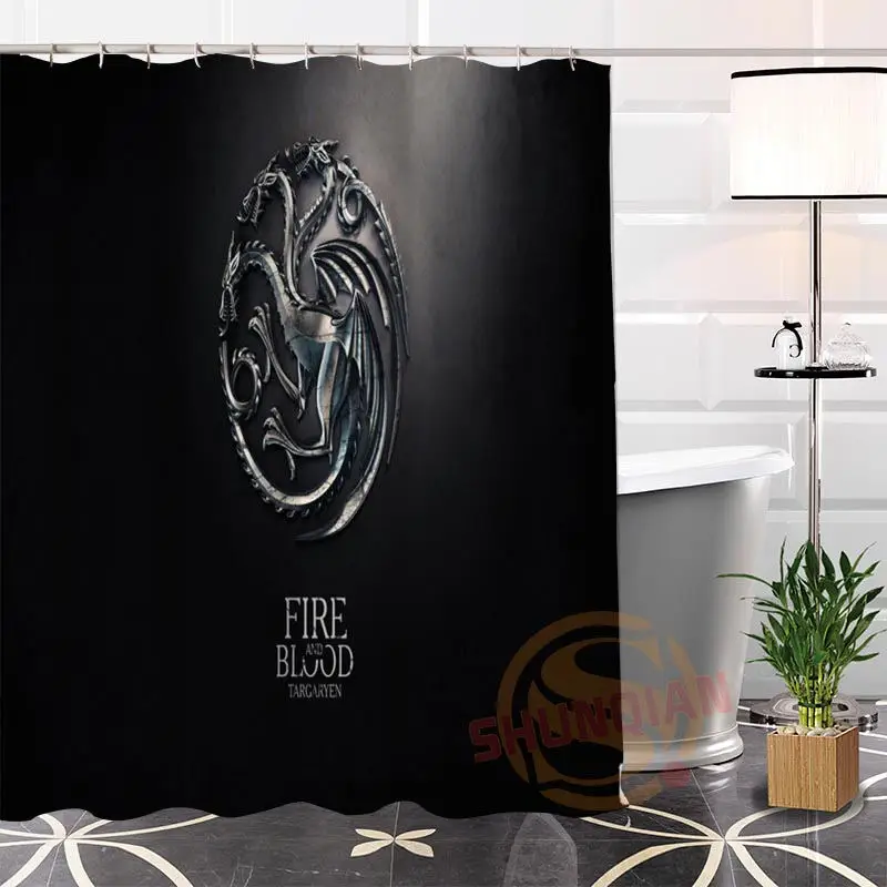 Popular Custom funny Game of Thrones Eco friendly Polyester Fabric Printing Shower Curtain bathroom Waterproof With Hook