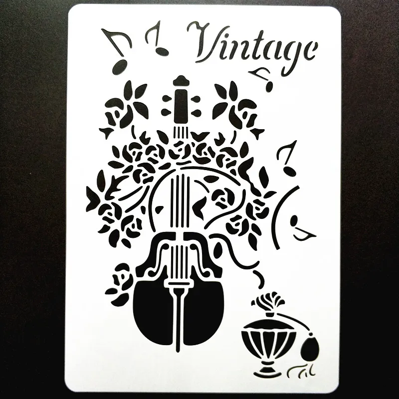 

A4 Size Vintage Guitar Stencil Template For Wall Painting Scrapbooking Stamping Photo Album Decorative Embossing Paper Cards