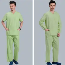Летний Стиль v-образным вырезом хлопок доктор скраб устанавливает больницы медсестра медицинской одежды clinic рабочая одежда короткий/длинный рукав