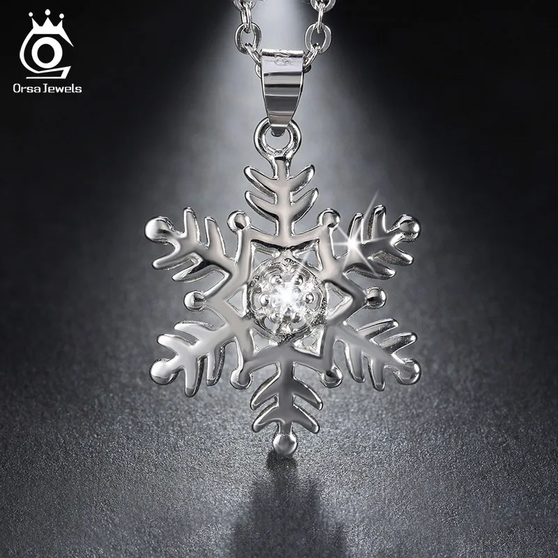 ORSA JEWELS подлинное серебряное ожерелье с подвеской в виде снежинок для мужчин/женщин 925 пробы Серебряное ожерелье ювелирное изделие подарок для влюбленных SN07