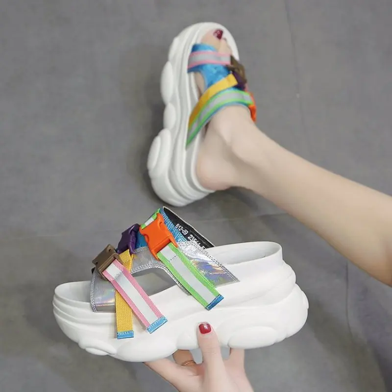 2019 Summer Chunky Sandals Wedge Platform Women Shoes Female Buckle Leather Casual high heel Sandal Woman 8cm Platform Sandals 2019 Summer Chunky Sandals Wedge Platform Women Shoes Female Buckle Leather Casual high heel Sandal Woman 8cm Platform Sandals