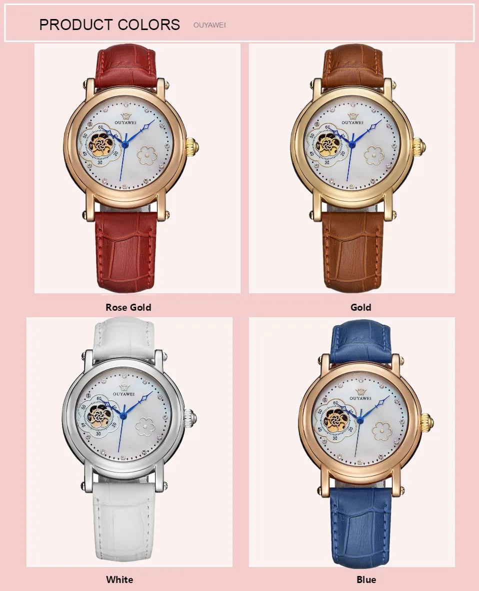 OYW Роскошные брендовые автоматические механические часы, женские наручные часы с кожаным ремешком, модные женские аналоговые часы, подарок для леди, Relogio Feminio