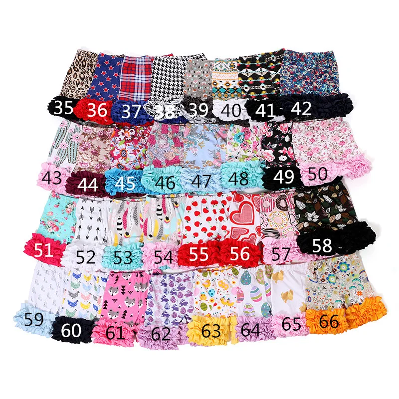 

Kaiya Angel 114 Styles Different Colors 5 piece / lot Ruffles Cotton Shorts Summer Kids Girls Shorts Clothes Factory Wholesale