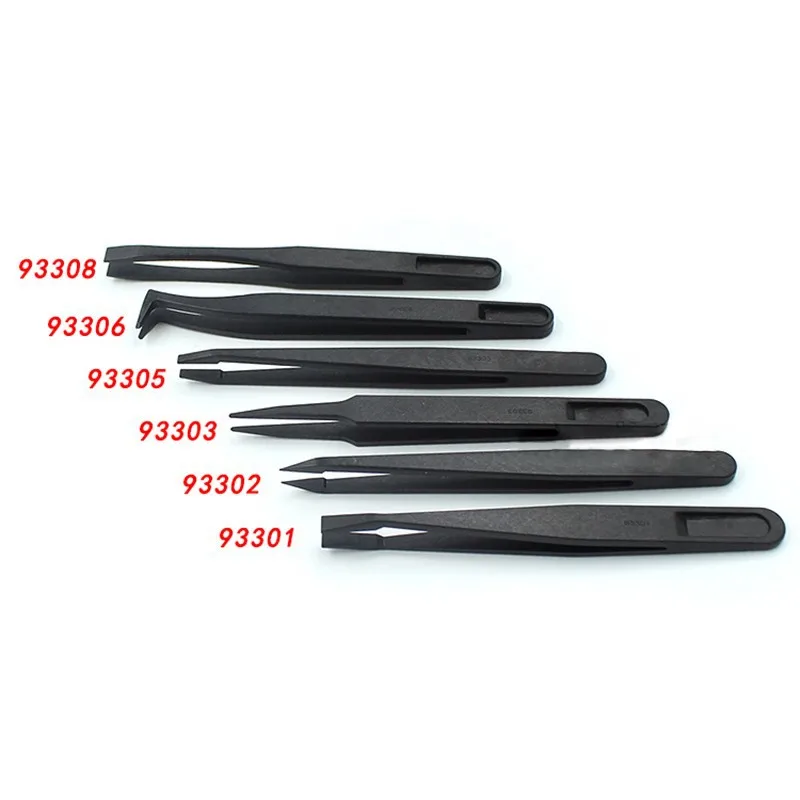 

Anti-static Conductive Tweezer Clip Carbon Fiber Tweezers Kit Plastic Antistatic Straight Curved Hand Tools