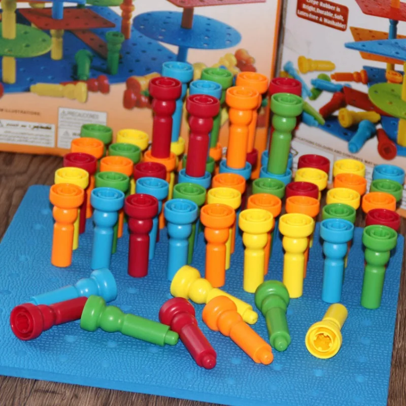Fly AC intelligence stitching plastic small nail plate pull nails early education building blocks toy