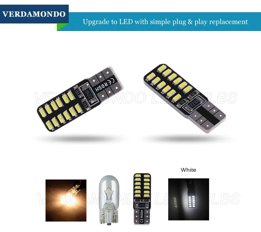 Супер яркий T10 W5W 3014 SMD 24 LED Canbus лампа для чтения приборная панель номерного знака DC