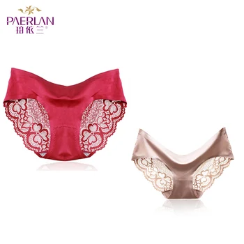 

PAERLAN Two New Hot Sale Ladies Underwear Woman Panties Sexy Lace Plus Size Panty Transparent Low-Rise Lycra Briefs Intimates