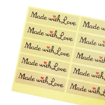 100 Pcs "Made With Love" Red Heart Sticker Gift Seal Stickers For Homemade Bakery & Gift Packaging Scrapbooking