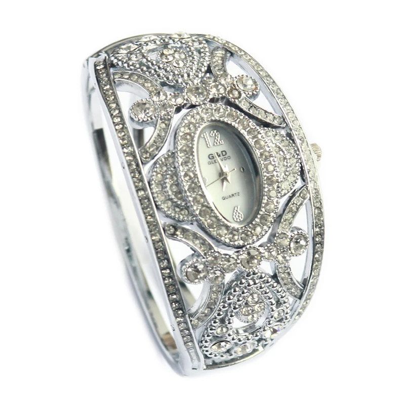 Бренд G& D роскошные женские часы с серебряными кристаллами женские часы-браслет кварцевые наручные часы Relogio Fminino подарочная коробка