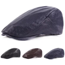 Мужская высококачественная искусственная кожа для вождения Гольф таксиста кепка Повседневная Плоский берет шляпа новинка CSHAT0306