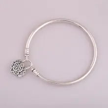 Новинка; ; S925 Стерлинговый Серебряный браслет браслеты для Для женщин гладкой Серебряный замочек Regal зажим-сердце fit Pandora шарик Шарм Подвеска