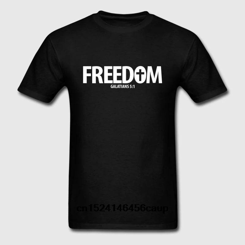 

100% Cotton O-neck Custom Printed Men T shirt Freedom Christian Jesus Bible God Faith Women T-Shirt