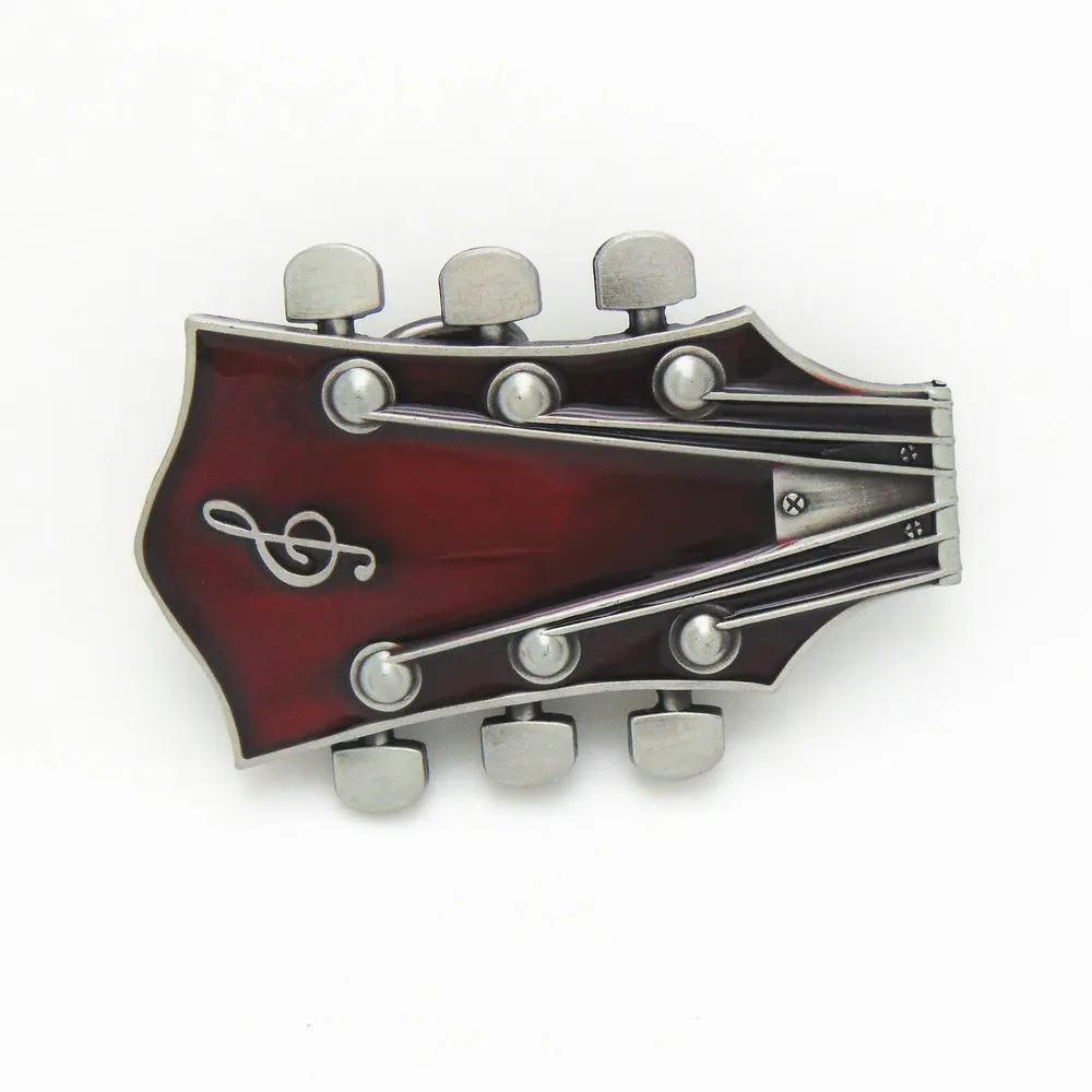 

Fashion Guitar Belt Buckle Metal Zinc Alloy Casual Buckle for Men Red Cowboy Retail Buckle for Men Apparel Accessories