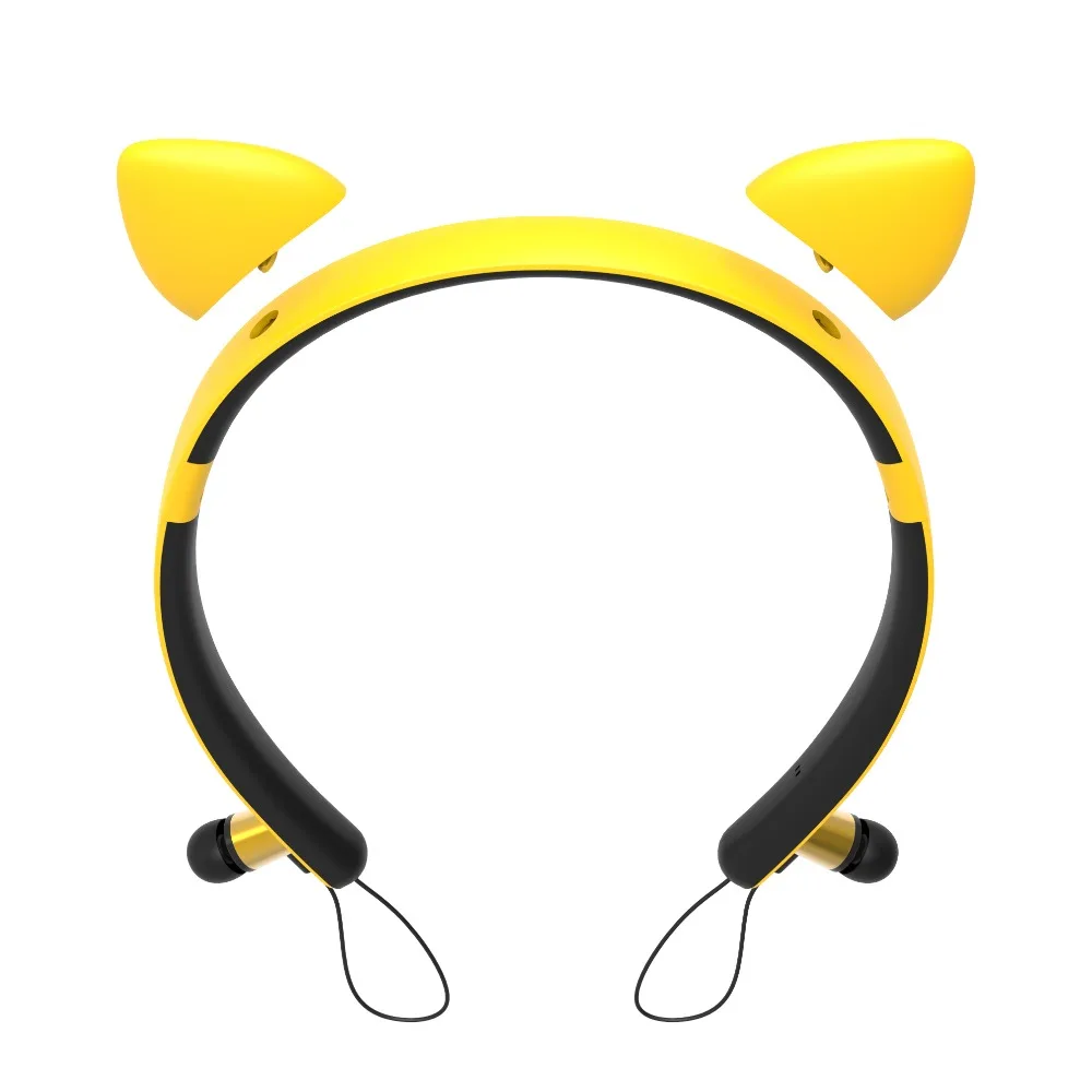 Cute Bluetooth headphones Magnetic adsorption wireless Hearphones with microphone Ear detachable design for apple xiaomi Samsung