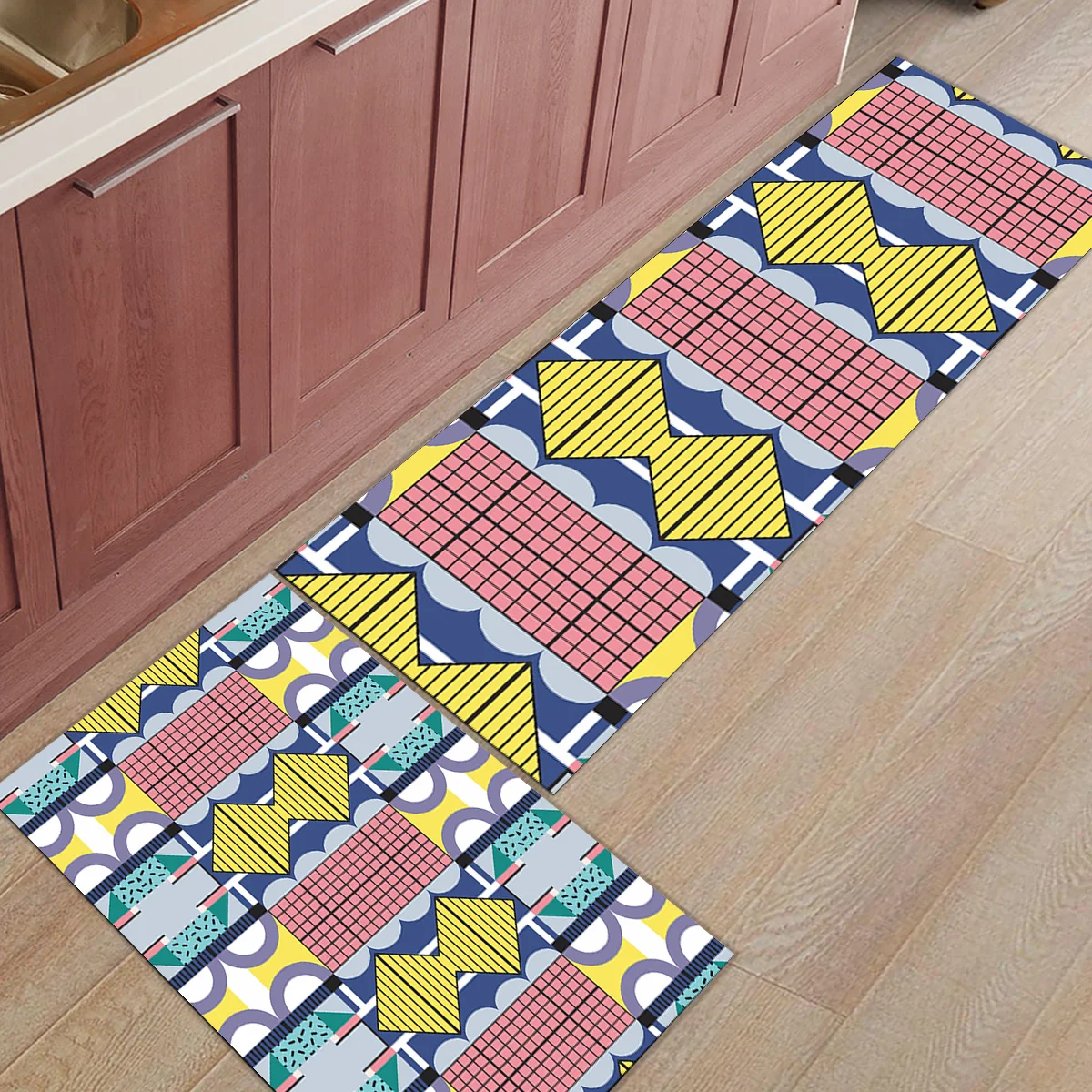 

Modern Morocco Geometic Lattice 2 Piece Kitchen Rug Boot Shoes Scraper Accessory Sets Floor Carpets Area Runners Accent Rugs