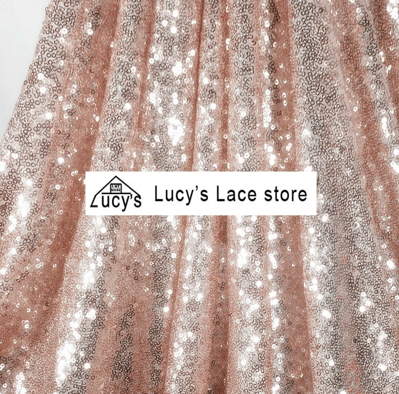 

2017 NEW Champagne color/Rose golded color shiny sequins fabric for sewing dresses and DIY decoration 1 yard/lot
