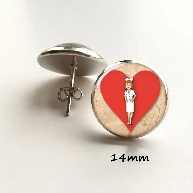 

Nurse earring, Nurse on behalf of love heart earring glass Photo Gift for Nurse Jewelry earring