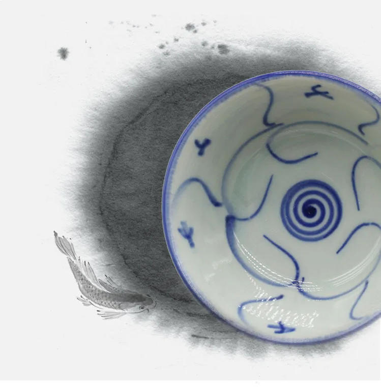 Керамическая чаша ретро ручная роспись Китай синий белый Японский Корейский миска для рисового супа Толстая эмаль