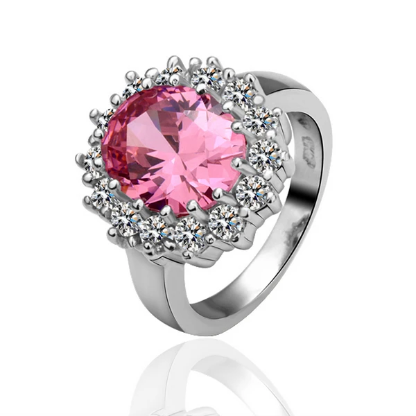 Luxury Round Pink Wedding Genuine Elements Nickel Free Ring R665in