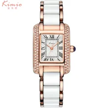 Kimio Luxury brand Римскими цифрами Наручные часы для женщин Горный Хрусталь дело Аналоговый браслет кварцевые часы relogio feminino/6036