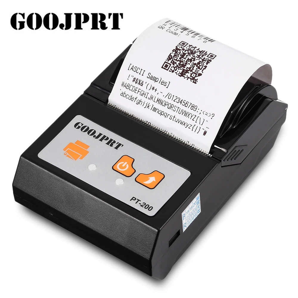 GOOJPRT PT200 мини принтер портативный беспроводной Bluetooth термопринтер 58 мм 80 мм/сек. 1500
