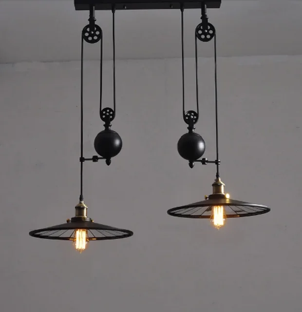 Kitchen industrial vintage lamp with wheels retro black ...