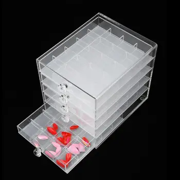 

5 Layers (100 grids) Acrylic Detachable Nail Art Storage Box Transparent Practical Nail Jewelry Display Case Organizer Holder