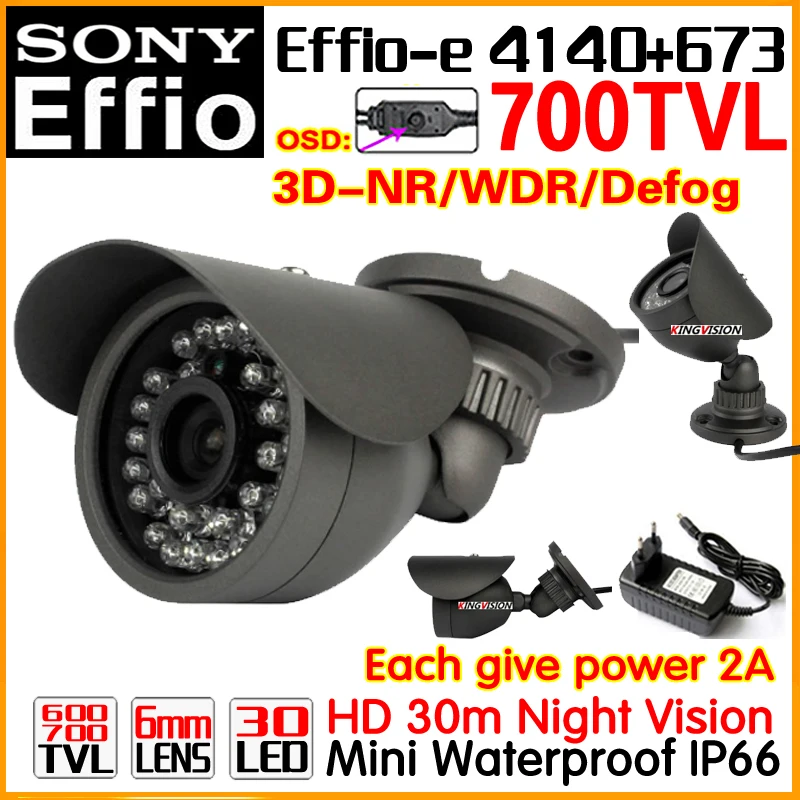 

Free Shipping Sony CCD Effio-E 700TVL Sensor HD Color Image Cctv Camera Waterproof IP66 Infrared Array Night Vision 35m OSD Meun