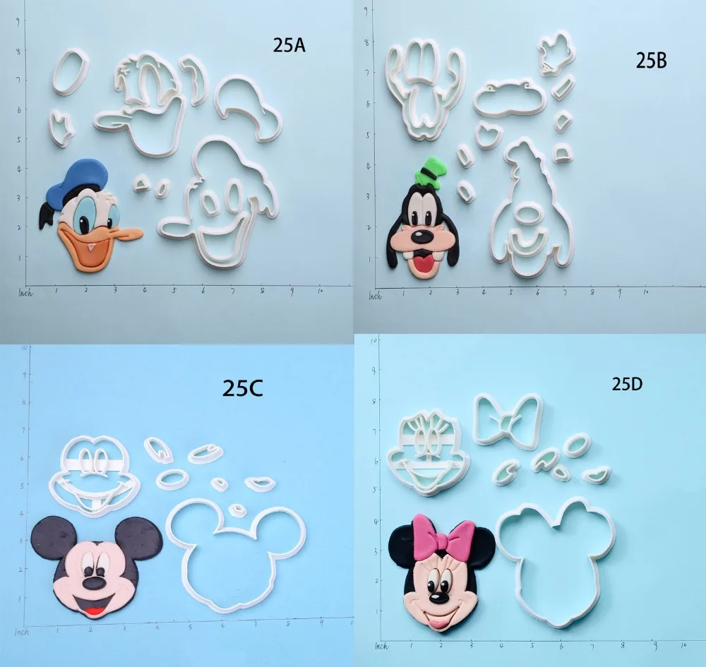 

Cartoon Character Micky Mouse Duck Dog Design Fondant Cutter Custom Made 3D Printed Cookie Cutter Set for Cake Decorating Tools