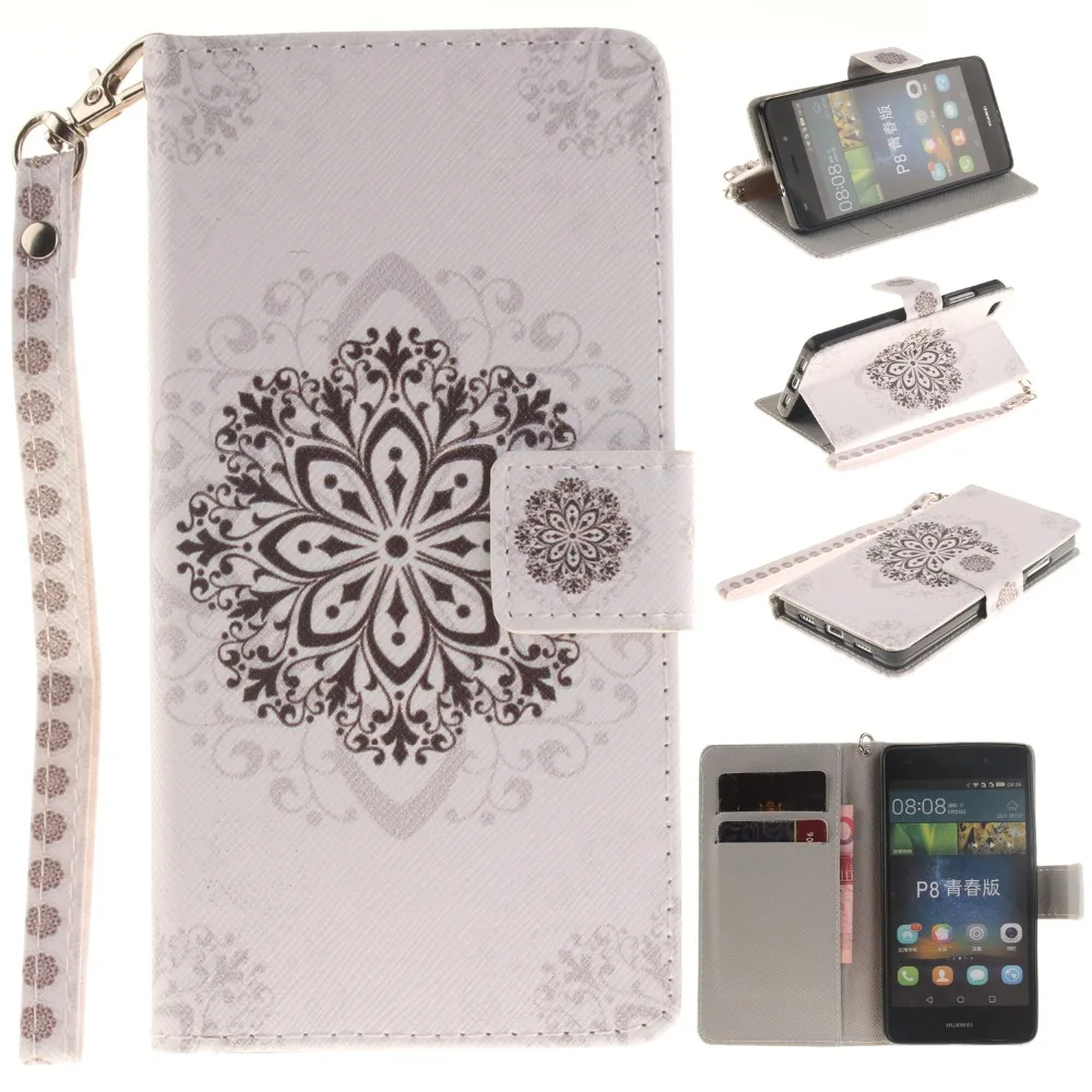 Strange White Flower Pattern Faux Leather Flip Case with