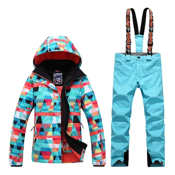 

GsouSnow winter style new ski suit outdoor sports waterproof wind warm clothes mountaineering suit emergency clothes women