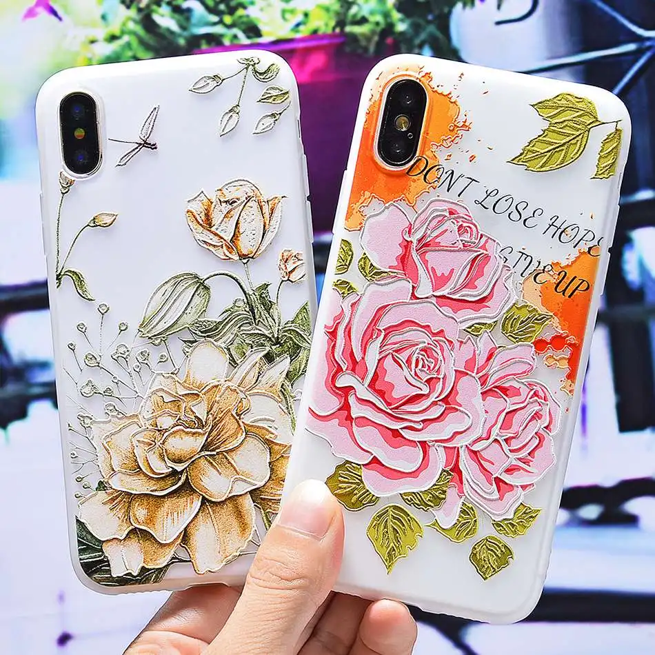 3D Silicone Relief Floral Case For iPhone XS Case For iPhone 2018 XS Plus Soft TPU Flower Matte Case Cover Phone Cases On        (35)