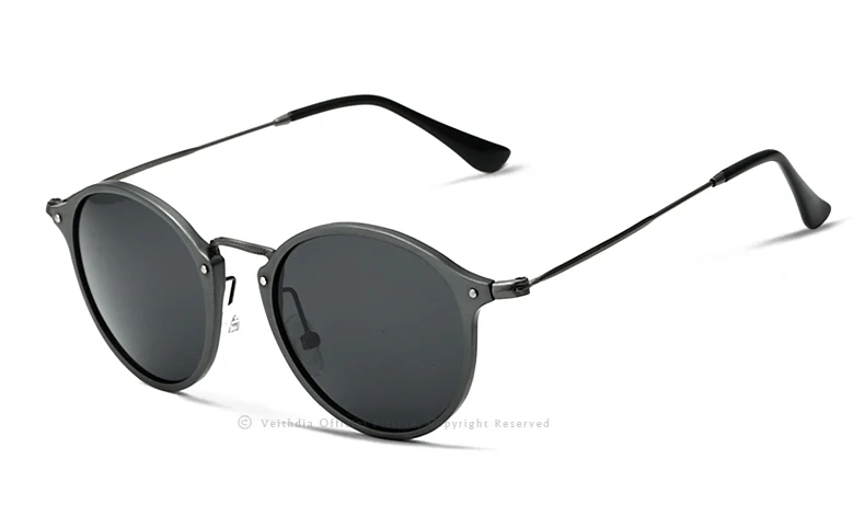 Новинка, брендовые дизайнерские модные солнцезащитные очки VEITHDIA, поляризованные зеркальные солнцезащитные очки, круглые мужские очки для мужчин/женщин 6358 - Цвет линз: Серый