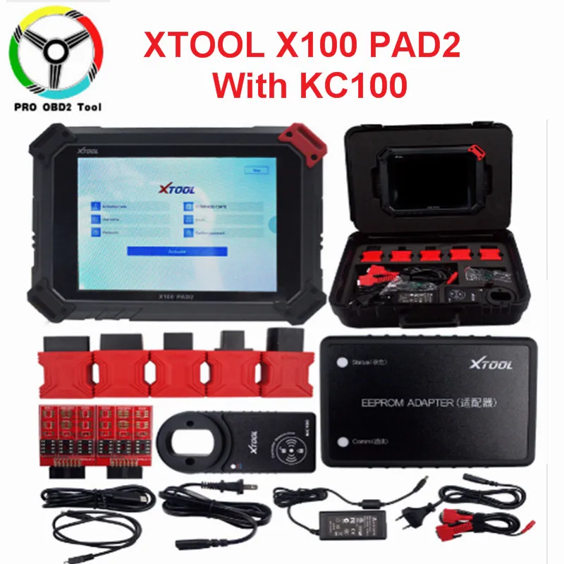 Профессиональный X100 PAD2 Pro OBD2 автомобильный диагностический инструмент с ключом программатор для V-W 4-й 5-й иммобилайзер и настройка счетчика пробега - Цвет: PAD2 With KC100