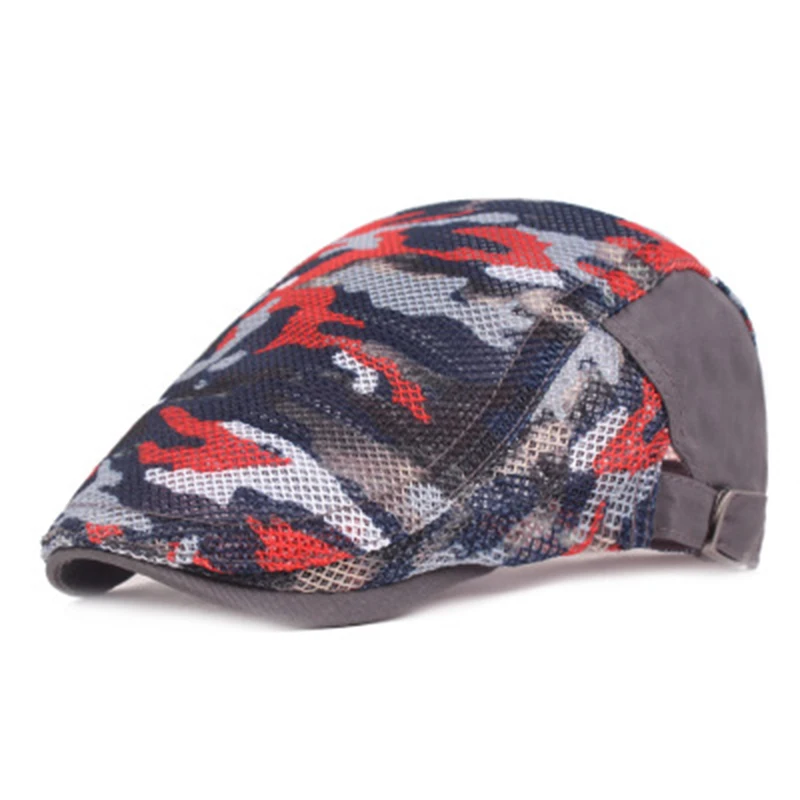 

Summer Mesh Beret Men Women Cap Adjustable Newsboy Ivy Flat Cap Breathable Mesh Cap for Men Women Solid Plain Beret Cap femme