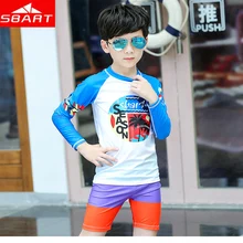 Sbart/ г. Акция, лидер продаж, детский летний купальный костюм с принтом для мальчиков, Раздельный пляжный солнцезащитный Быстросохнущий комплект из двух предметов, топ+ шорты