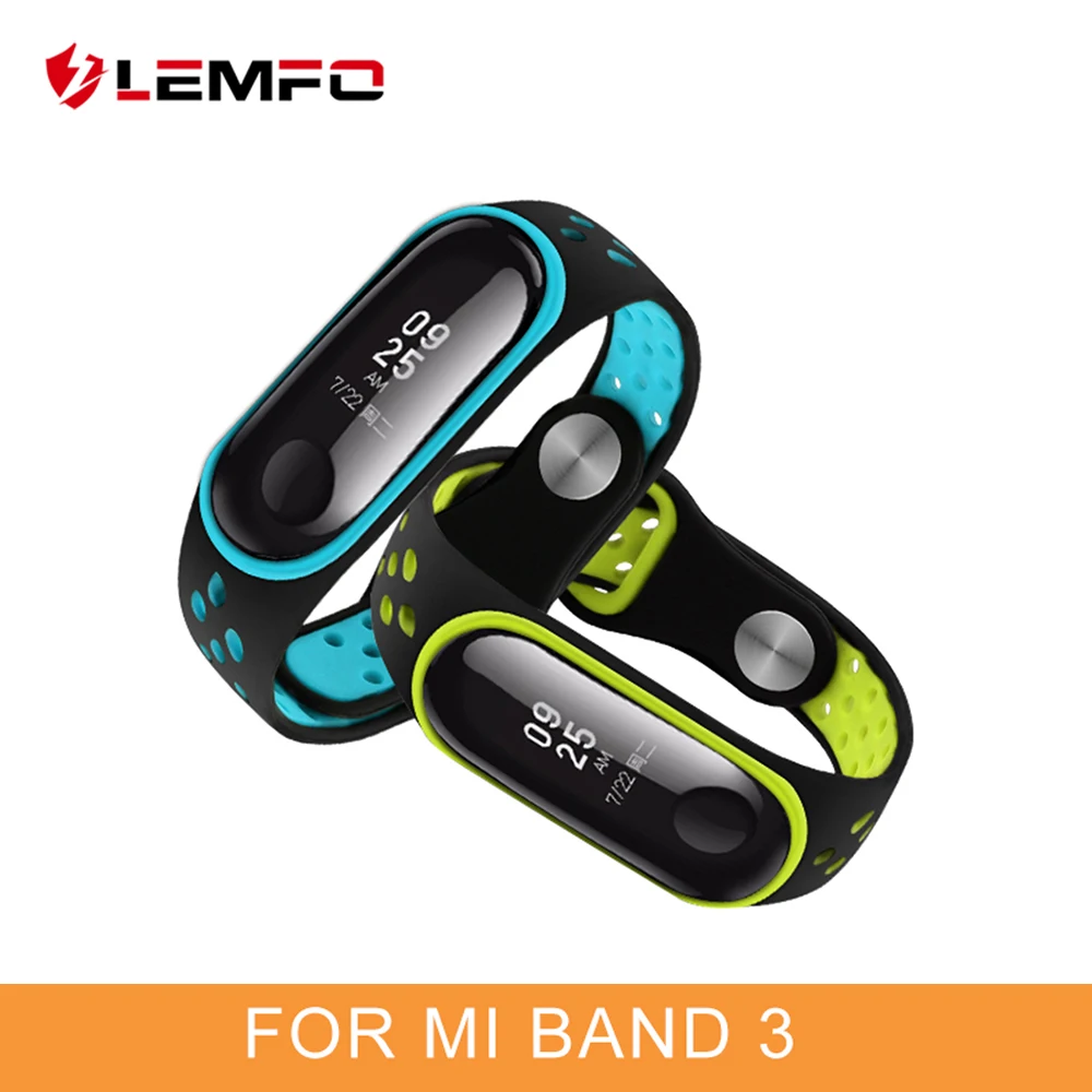 

LEMFO Smart Accessories For Xiaomi Mi Band 3 Strap Replacement Waterproof Anti-Lost Double Color Silicone Sport Bracelet Band3