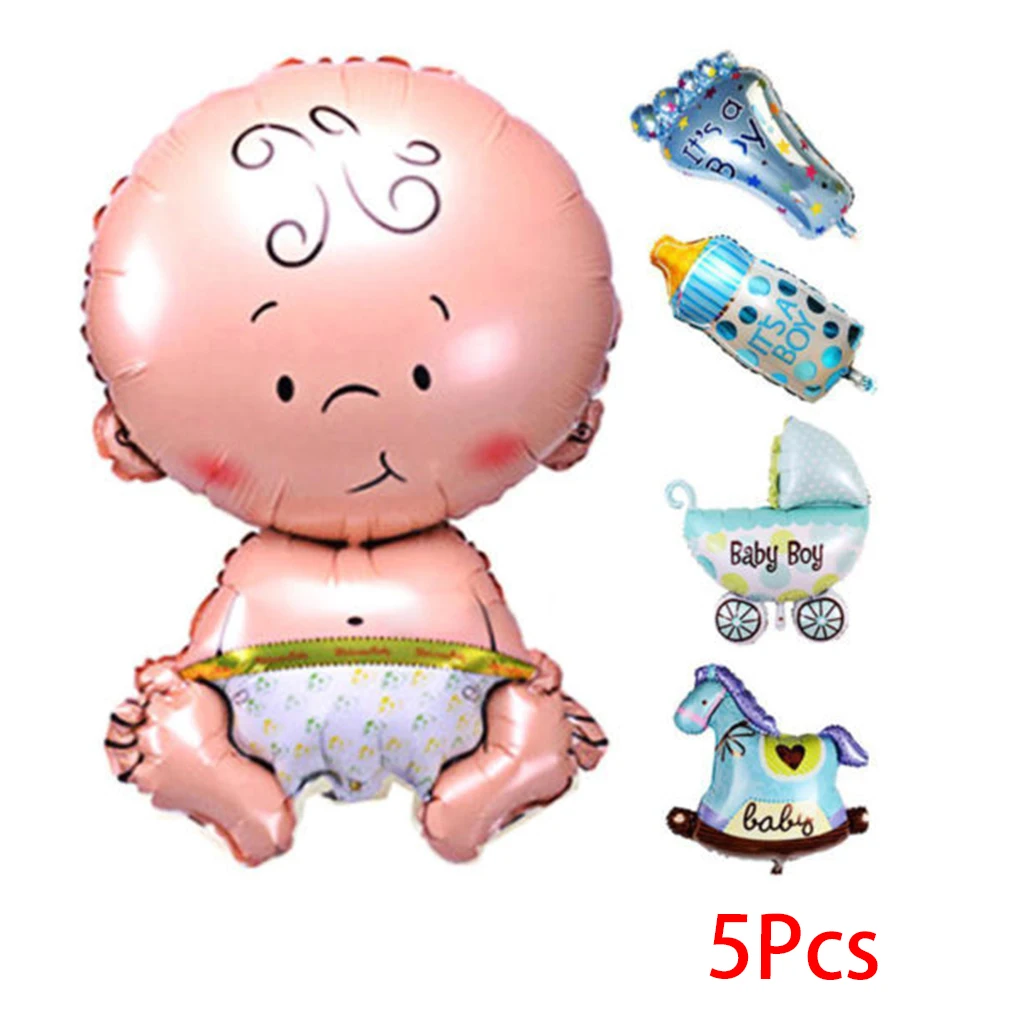 

2019 New 5PCS/Set Baby Cartoon Shower Balloons Inflatable Foil Decoration Boy Girl Birthday Party Toys