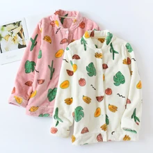 Осенняя и зимняя Фланелевая Пижама женская Коралловая флисовая мягкая теплая одноцветная Ночная рубашка свежая и простая одежда для сна домашняя одежда