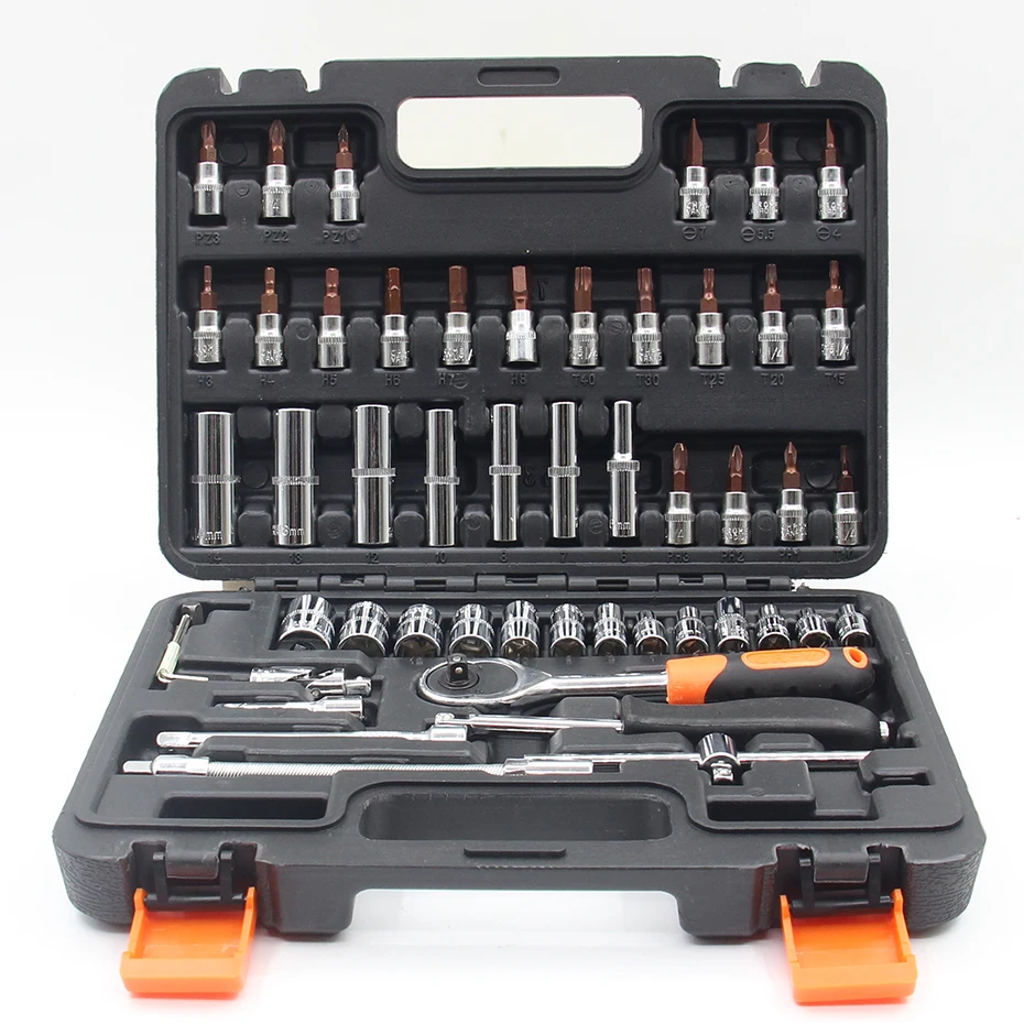 

53pcs Automobile Motorcycle Car Repair Tool Box Precision Ratchet Wrench Set Sleeve Universal Joint Hardware Tool Kit For Car