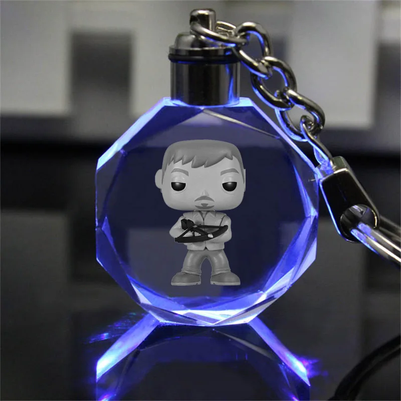 

The Walking Dead Anime Action Figures LED Cartoon Light Decorative Crystal Figure Ornaments Key Collection Toy Chain Gifts