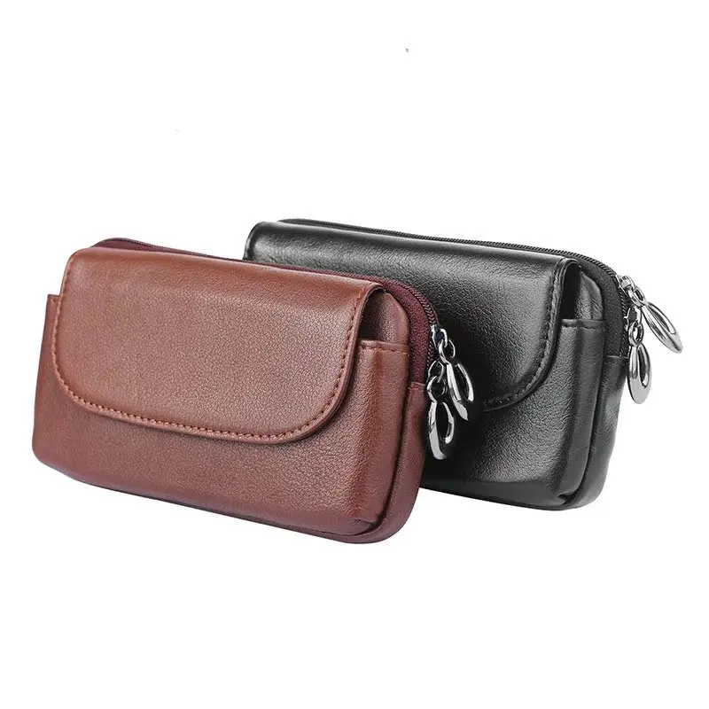 

Side hock Moblie phone Universal bag hanging Purse waist pack case Genuine cowhide leather Cell wallet Belt Clip Pouch protect