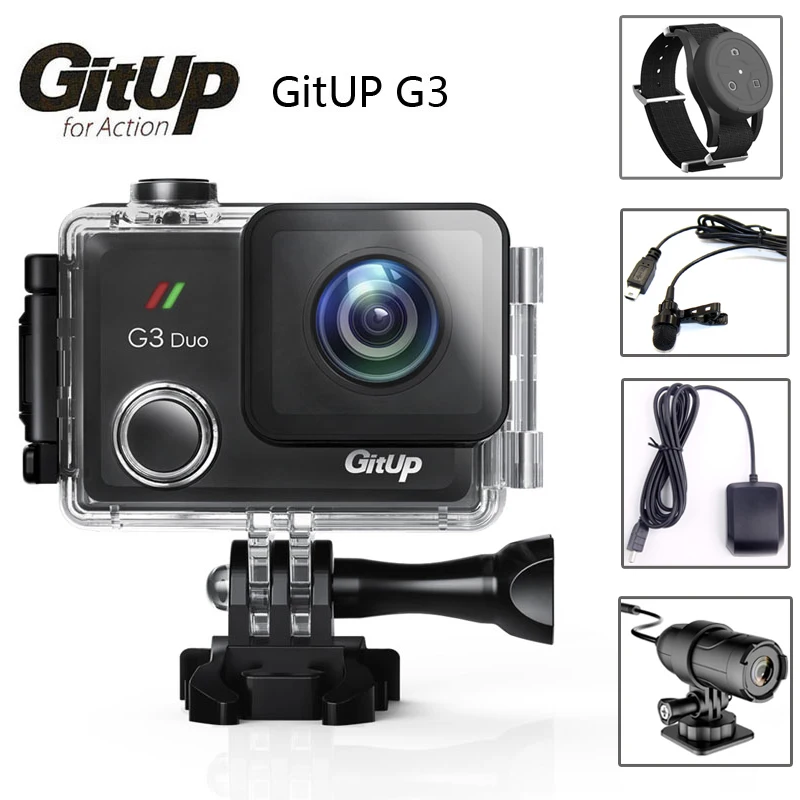 Видеокамера GitUP G3 DUO Git3 FOV 170 градусов 2 дюйма сенсорный экран гироскоп 2K Wi Fi 2160P 30