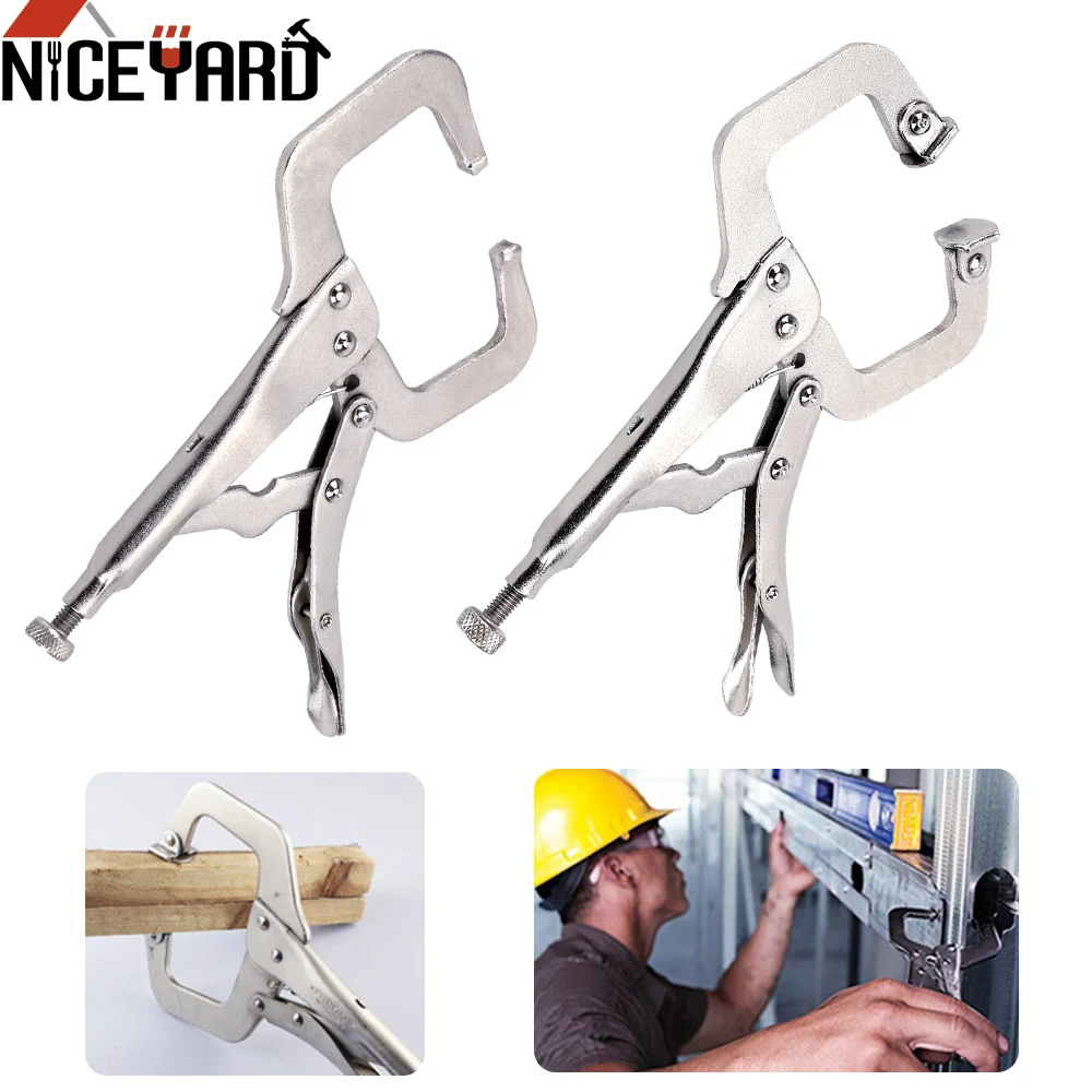 

NICEYARD Alloy Steel C Clamp weld Clip Woodwork Pad Wood Work Fix Plier Pincer Tong Tenon Locator Hand Tool