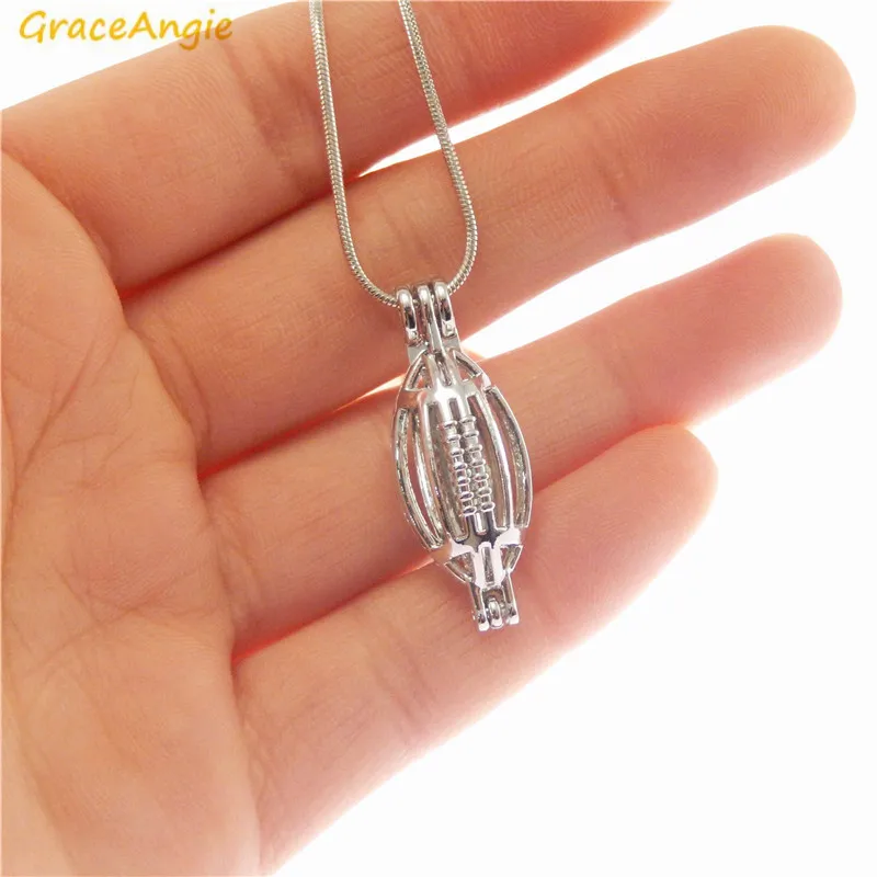 GraceAngie 1 قطعة مشرق الفضة الرجبي كرة القدم الأمريكية قفص المنجد قلادة قلادة رياضي النساء الرجال الحلي الصلاة الرغبات الحاضر